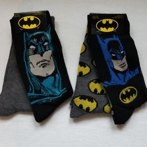 New 2 Pkgs Boys Batman Socks Size 6-12
